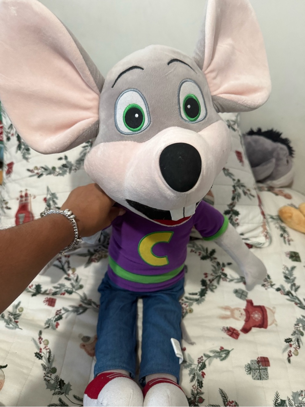 Chuck E. Cheese Plush Mouse plush  - Gray with Purple Shirt